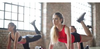 Women exercising in a pilates class