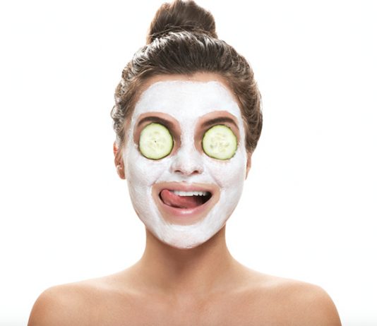 Beautiful girl with natural facial on her face
